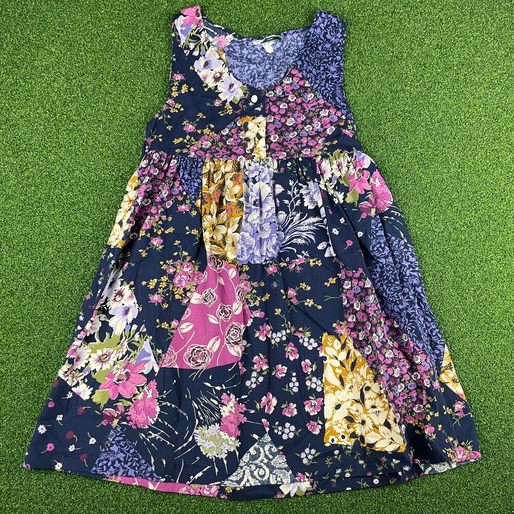 Vintage 90s Wonderland Fashions Girl Patchwork Floral Midi Dress Sz 10